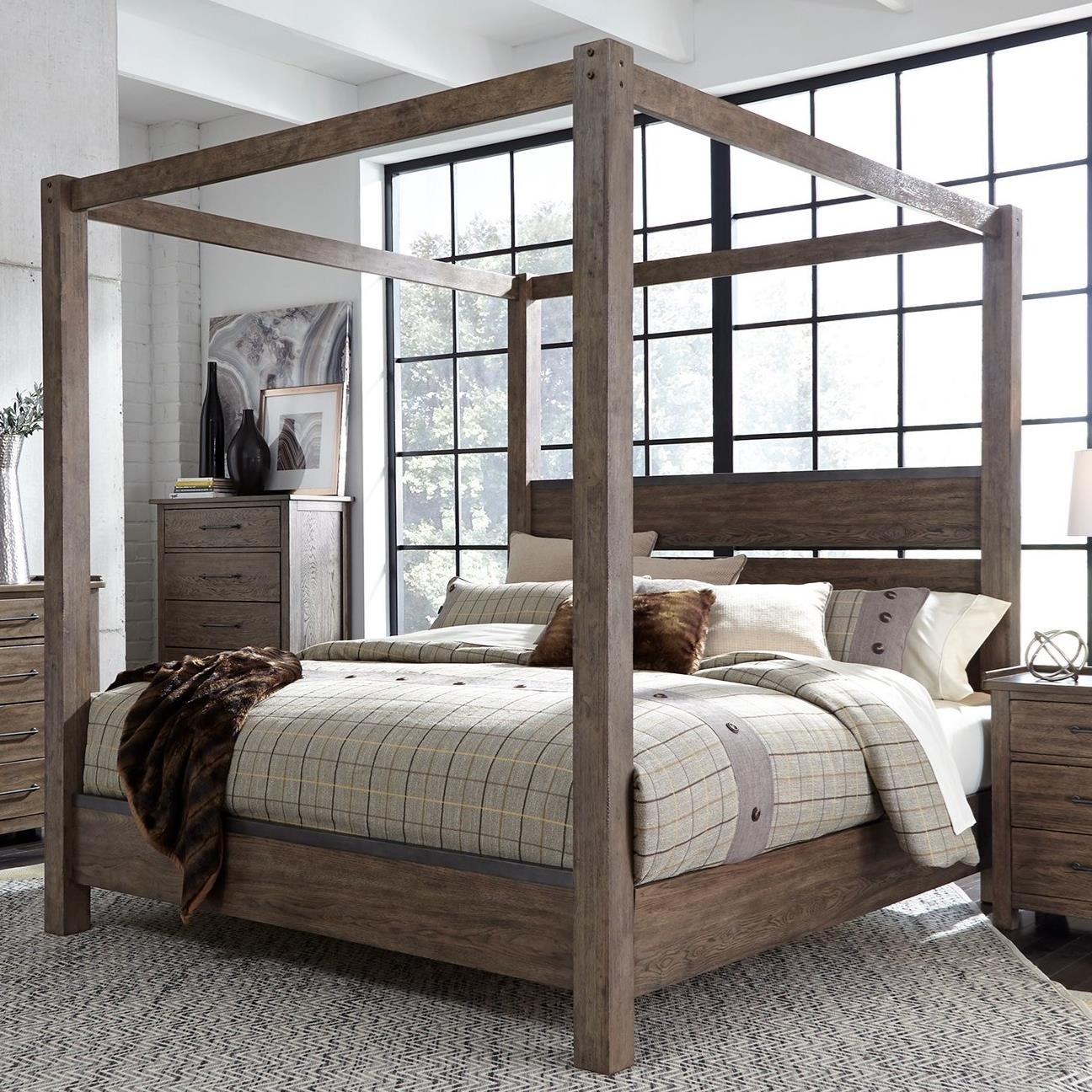 Solid Wood King Canopy Bedroom Sets Dante Graphite 5 Piece King